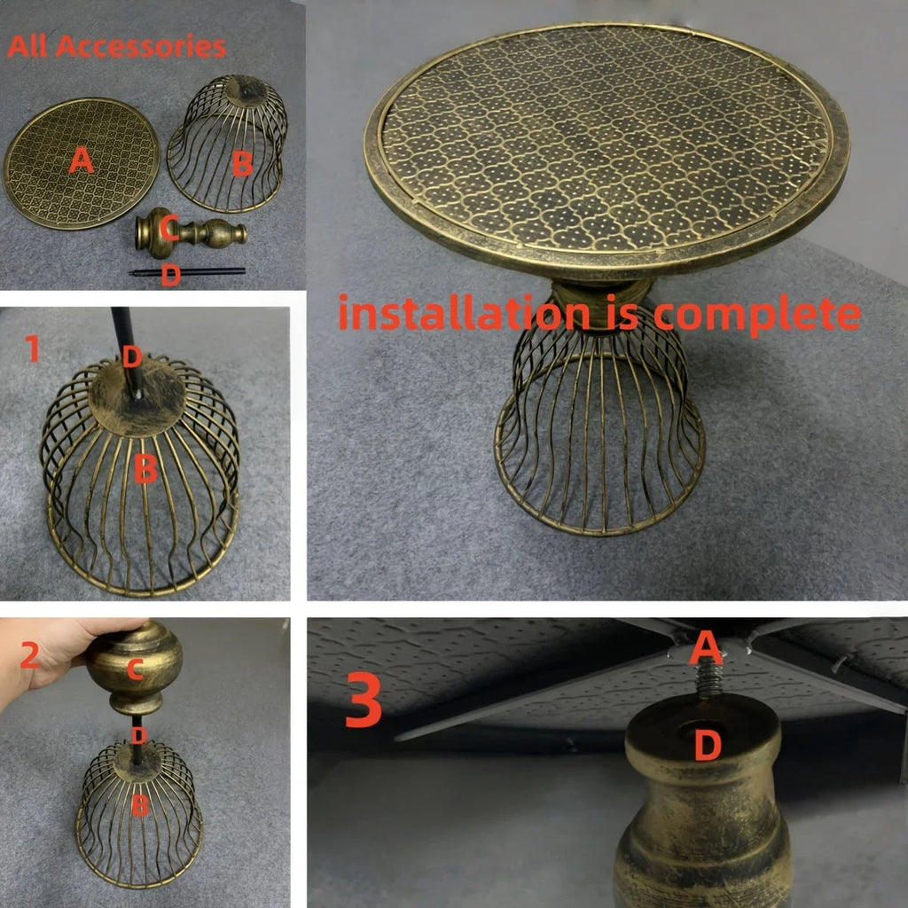 Vintage Industrial Metal and Iron Coffee table - Antique Brass/ Copper-like finish, Heavy-Duty Outdoor/Indoor center or side table for Patio, Cafe, Bar, Living Room - No Wiring Needed, Easy Maintenance, Patio Furniture, Retro House Of Avana