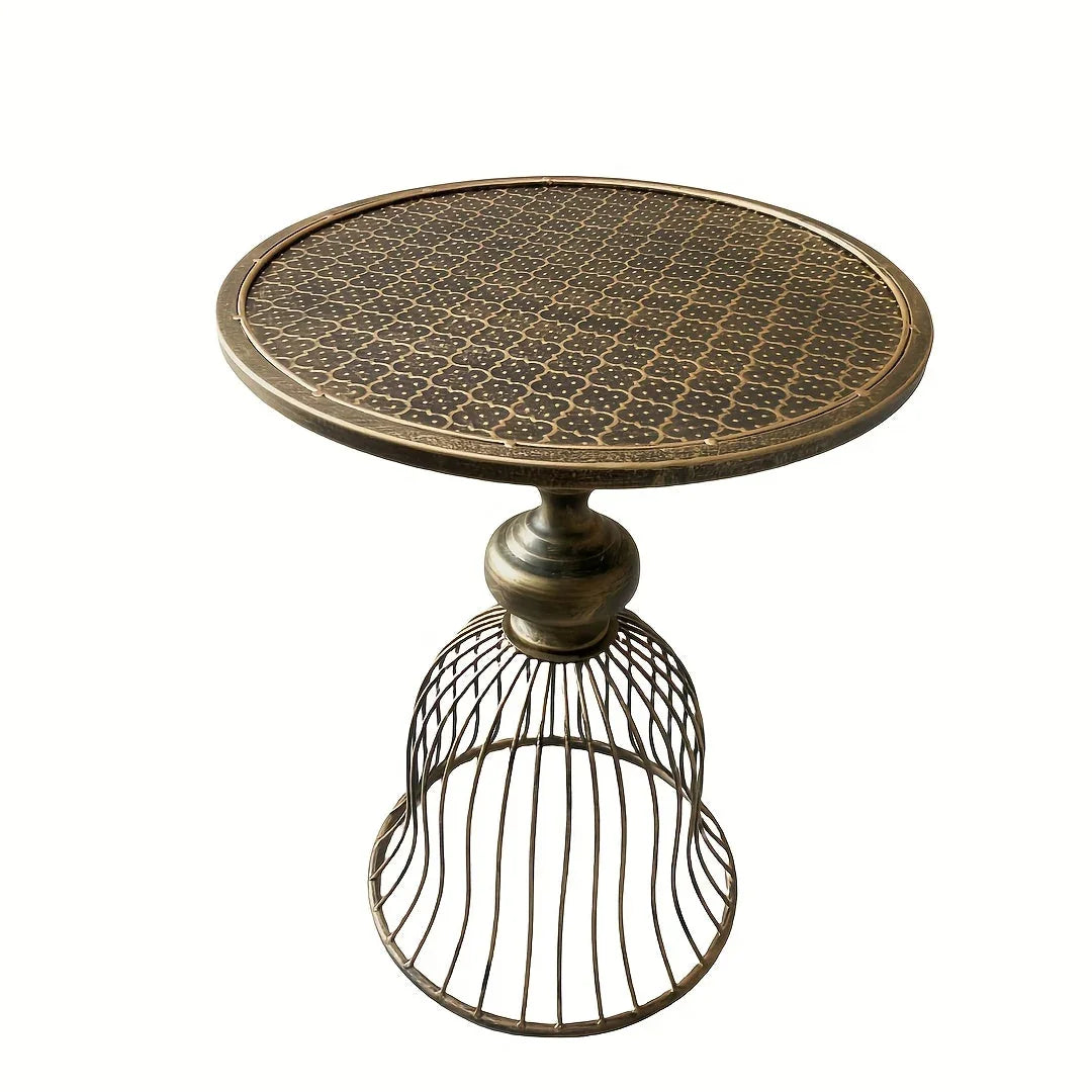 Vintage Industrial Metal and Iron Coffee table - Antique Brass/ Copper-like finish, Heavy-Duty Outdoor/Indoor center or side table for Patio, Cafe, Bar, Living Room - No Wiring Needed, Easy Maintenance, Patio Furniture, Retro House Of Avana
