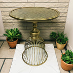 Vintage Industrial Metal and Iron Coffee table - Antique Brass/ Copper-like finish, Heavy-Duty Outdoor/Indoor center or side table for Patio, Cafe, Bar, Living Room - No Wiring Needed, Easy Maintenance, Patio Furniture, Retro House Of Avana