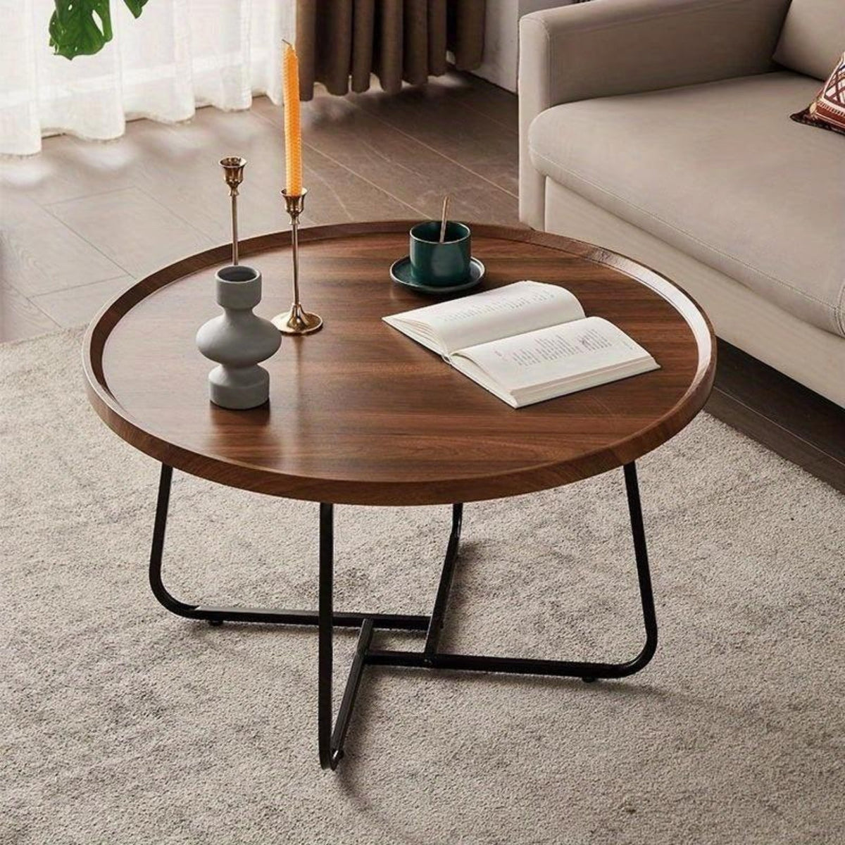 Luxury Round Coffee Table Set | Modern Minimalist Design for Living Room, Balcony & Bay Window | Space-Saving Modular Storage & Casual Coffee Table for Small Spaces House Of Avana [[SKU:HOA-COF-010]]