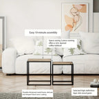 [2pcs Nordic Iron Art Tables] 2pcs Set, Minimalist Modern Nordic Iron Art Square Coffee Table and Side Tables for Living Room or Bedroom House Of Avana [[SKU:HOA-COF-012]]