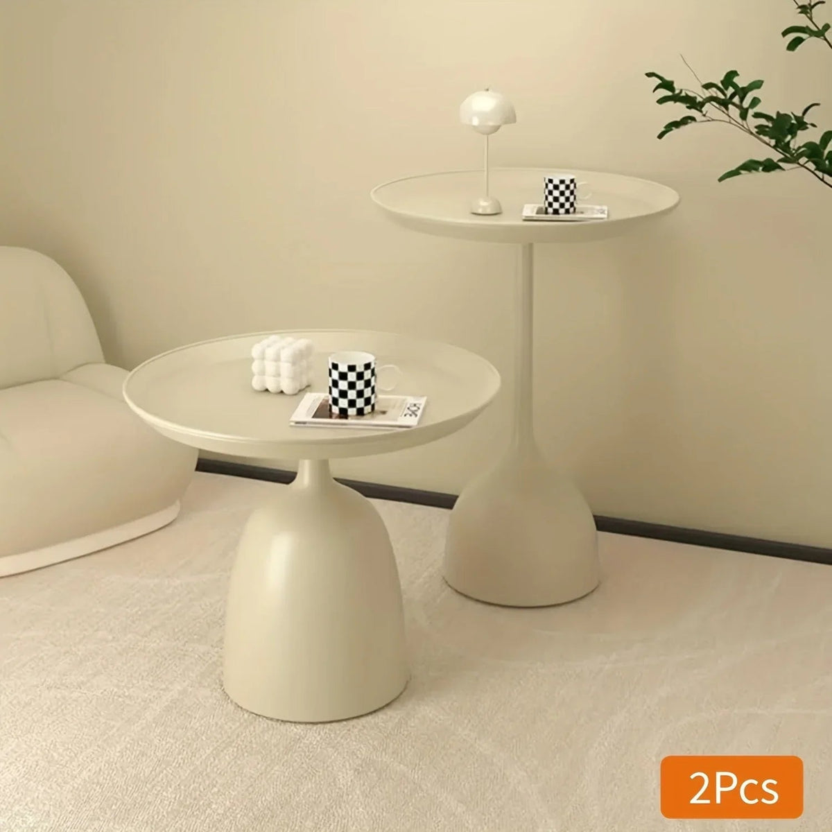 2pcs set, home decoration round coffee table, Nordic style simple side table - creative metal design, suitable for small spaces, perfect match with living room sofa and bedroom, floor tray, bedside table House Of Avana [[SKU:HOA-COF-407]]