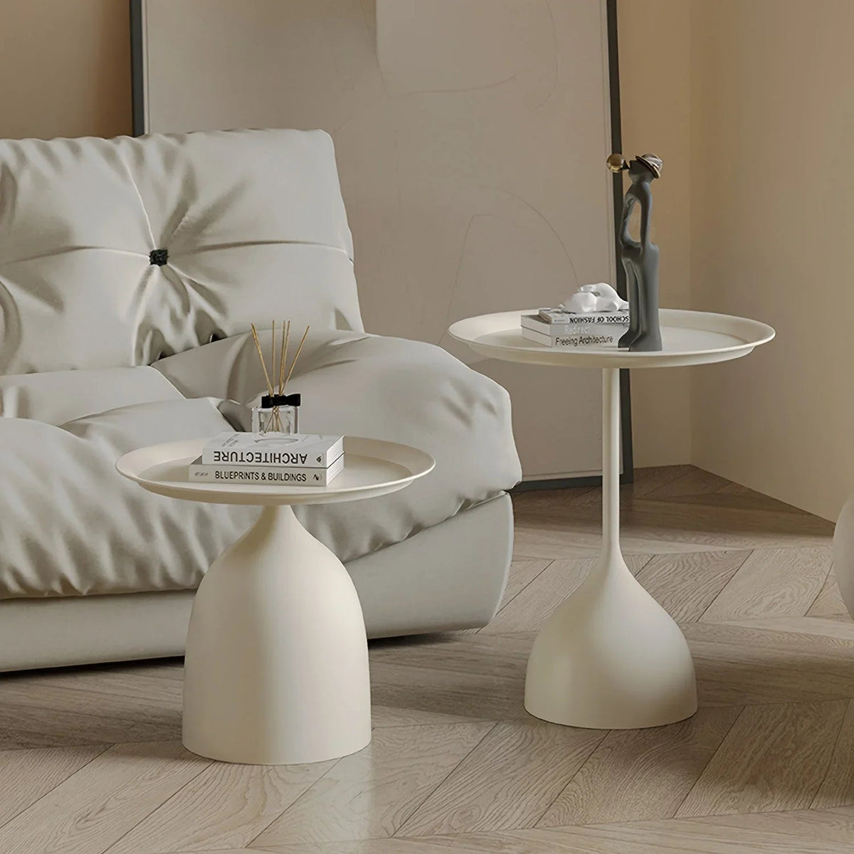 2pcs set, home decoration round coffee table, Nordic style simple side table - creative metal design, suitable for small spaces, perfect match with living room sofa and bedroom, floor tray, bedside table House Of Avana [[SKU:HOA-COF-407]]
