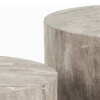 Dice Round Coffee Table Set in Grey Marble or Light Travertine Effect House Of Avana [[SKU:HOA-COF-404]]