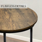 Nesting Coffee Table Set of 2, Round Coffee Table with Wood Grain Top, Non-slip, Industrial Grade Side Table, Suitable for Living Room, Bedroom, Balcony, Courtyard House Of Avana [[SKU:HOA-COF-014]]