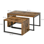 Coffee Tables Nesting Table Set of Side Table W/ Metal Frame for Living Room Bedroom Black & Brown - House Of Avana