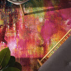 Colorful Area Rug Canvas Artful Design - Multicolor, back view - House Of Avana