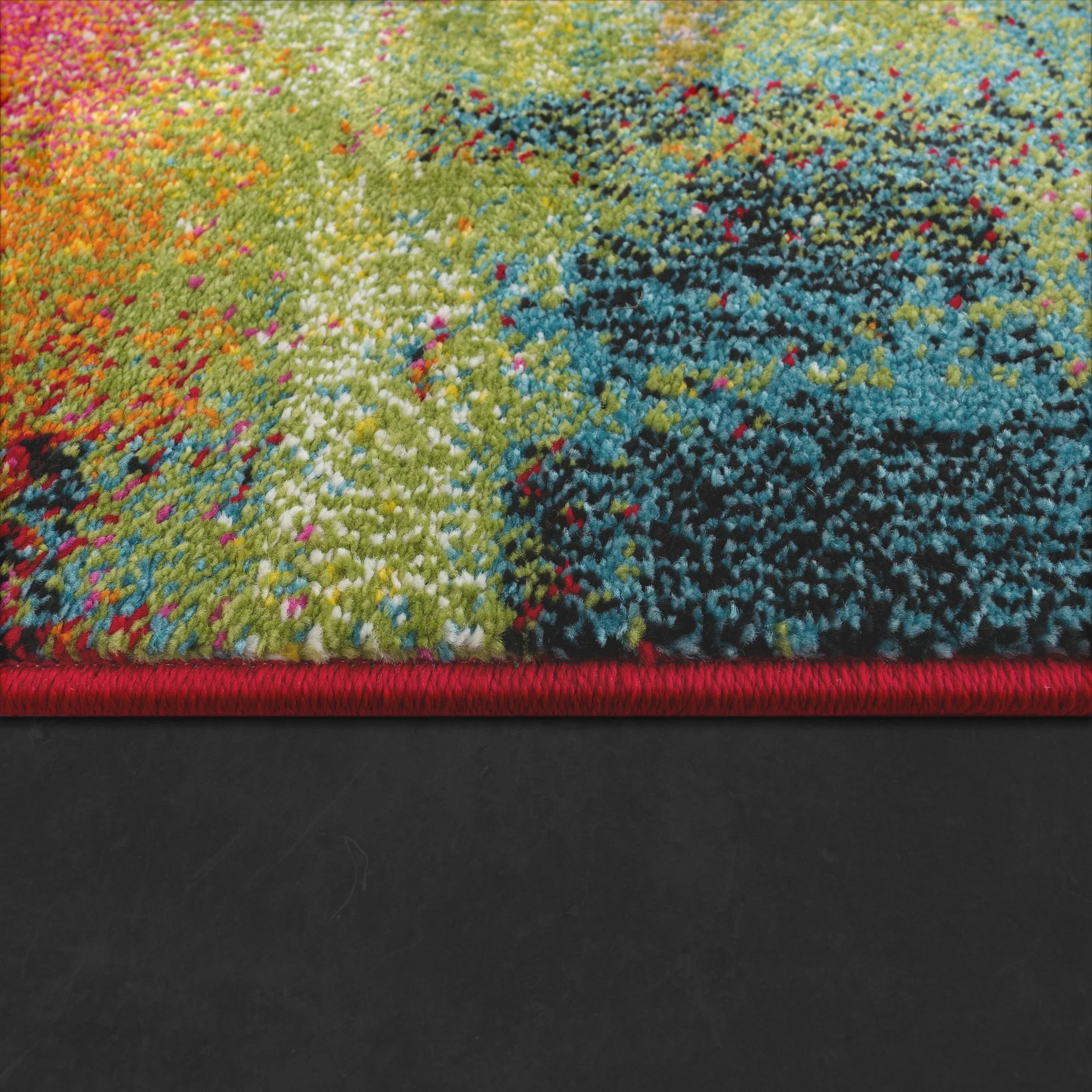 Colorful Area Rug Canvas Artful Design - Multicolor, side view - House Of Avana