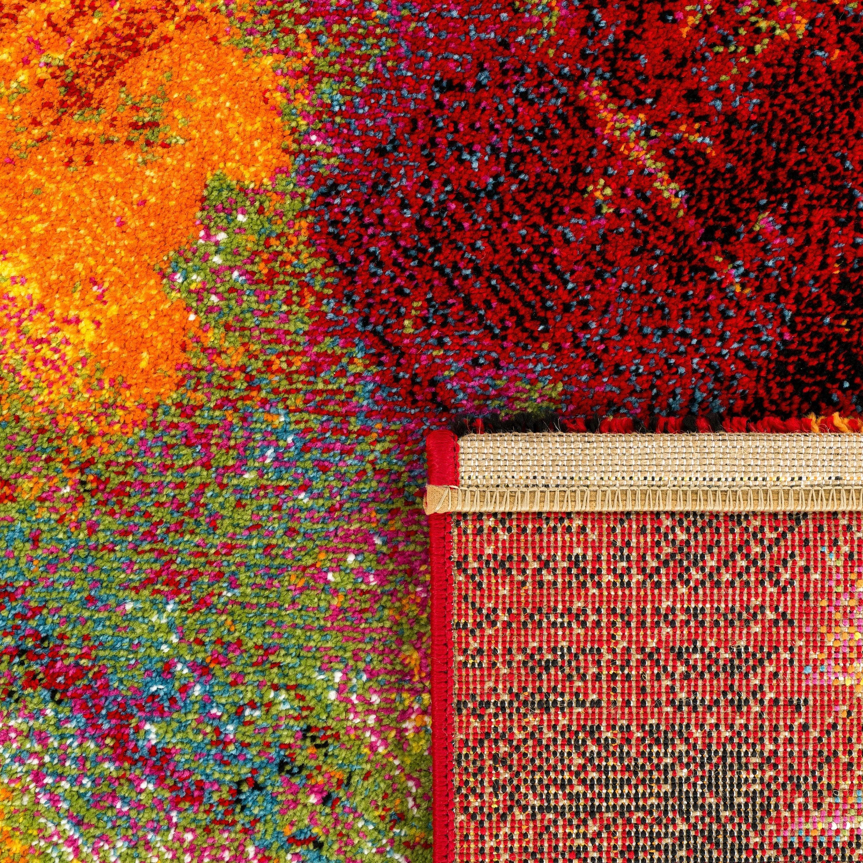 Colorful Area Rug Canvas Artful Design - Multicolor, detail shot - House Of Avana