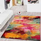 Colorful Area Rug Canvas Artful Design - Multicolor, lifestyle image - House Of Avana