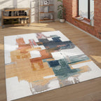 Colorful Area Rug Modern Art 3d Effect Cream, Blue, Yellow - House Of Avana