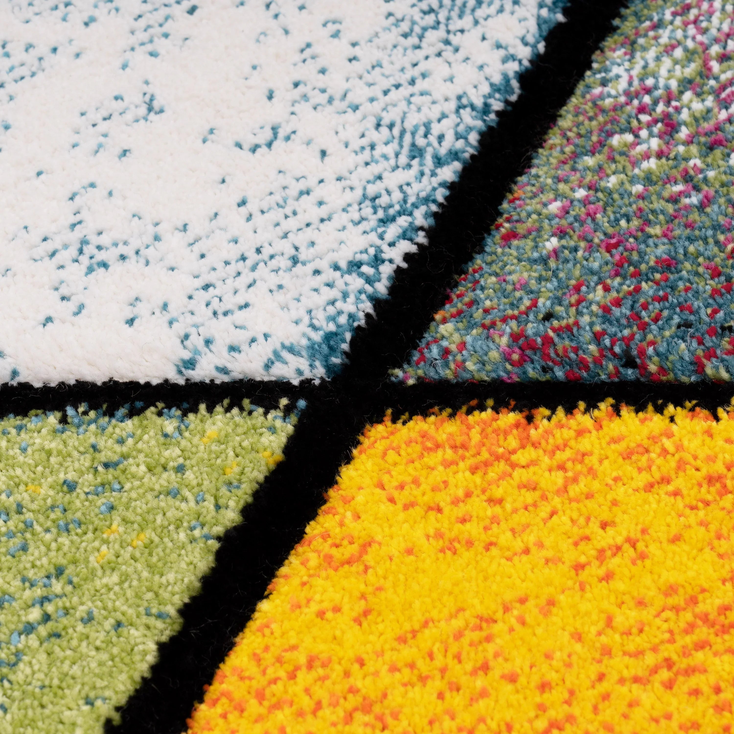 Colorful Area Rug Smaragd Checkered with Multicolor Diamonds - House Of Avana