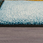 Colorful Area Rug Smaragd Checkered with Geometric Squares, back view - House Of Avana