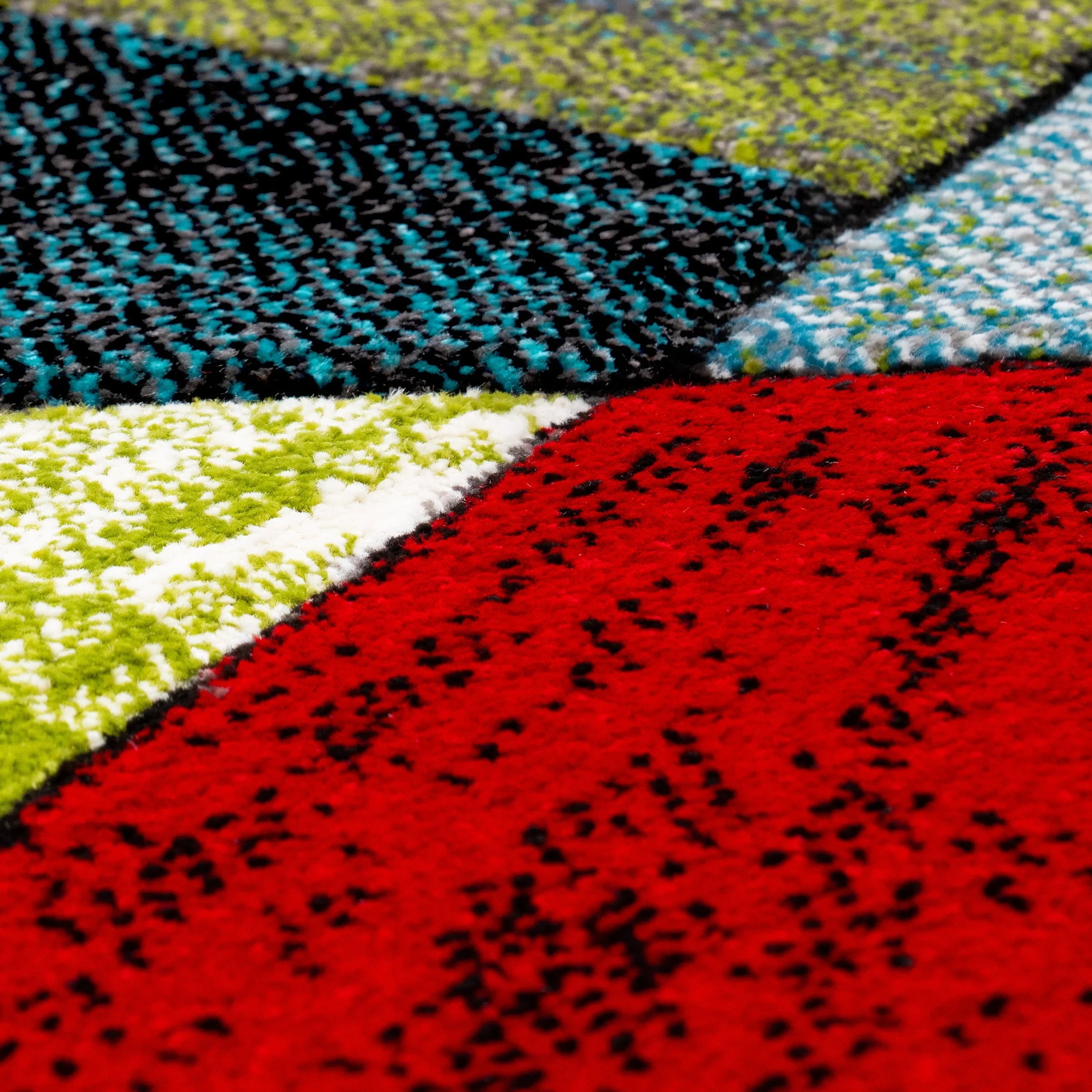 Colorful Area Rug Smaragd Modern Geometric Shapes, back view - House Of Avana