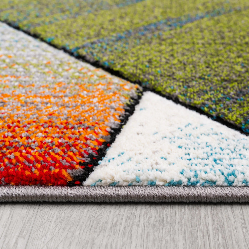 Colorful Area Rug Smaragd Modern Geometric Shapes, side view - House Of Avana