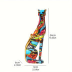 Cheetah Figurine - Colorful Water Transfer Print Animal Decor, close-up view - House Of Avana