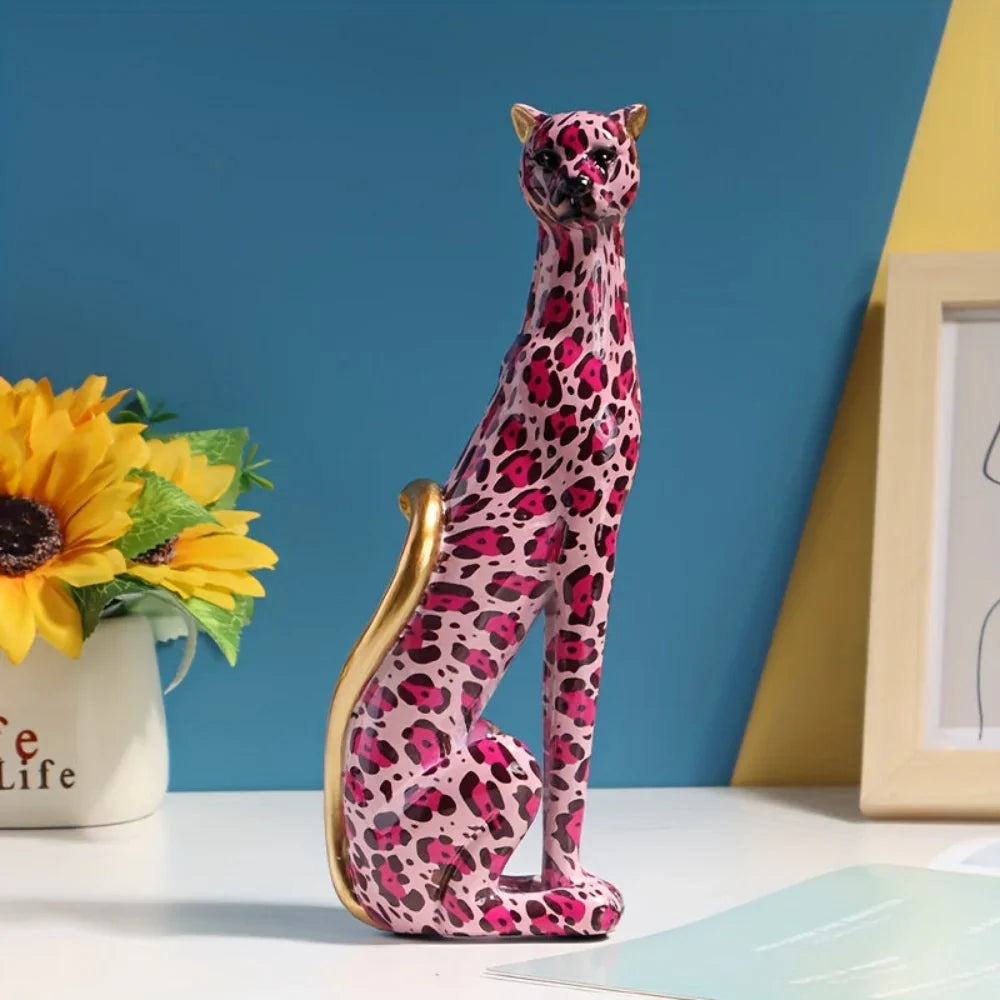 Cheetah Figurine - Colorful Water Transfer Print Animal Decor, texture detail - House Of Avana