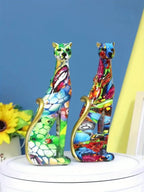 Cheetah Figurine - Colorful Water Transfer Print Animal Decor, dimensions view - House Of Avana