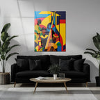 Colorful Jazz Musicians Glass Wall Art – Bold Abstract UV Print for Music Lovers-KAFCD022 Peony Atelier