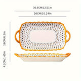 Set of 4 Hand-Painted Creative Ceramic Plates with Handles House Of Avana