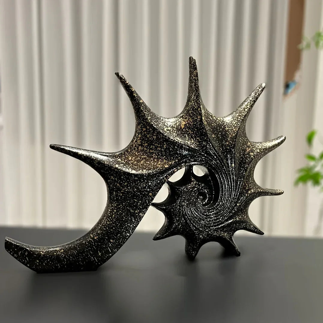 Conch Sculpture - Artistic Mediterranean Style Desktop | Abstract Sculpture | back view | Abstract home decor | House of Avana
