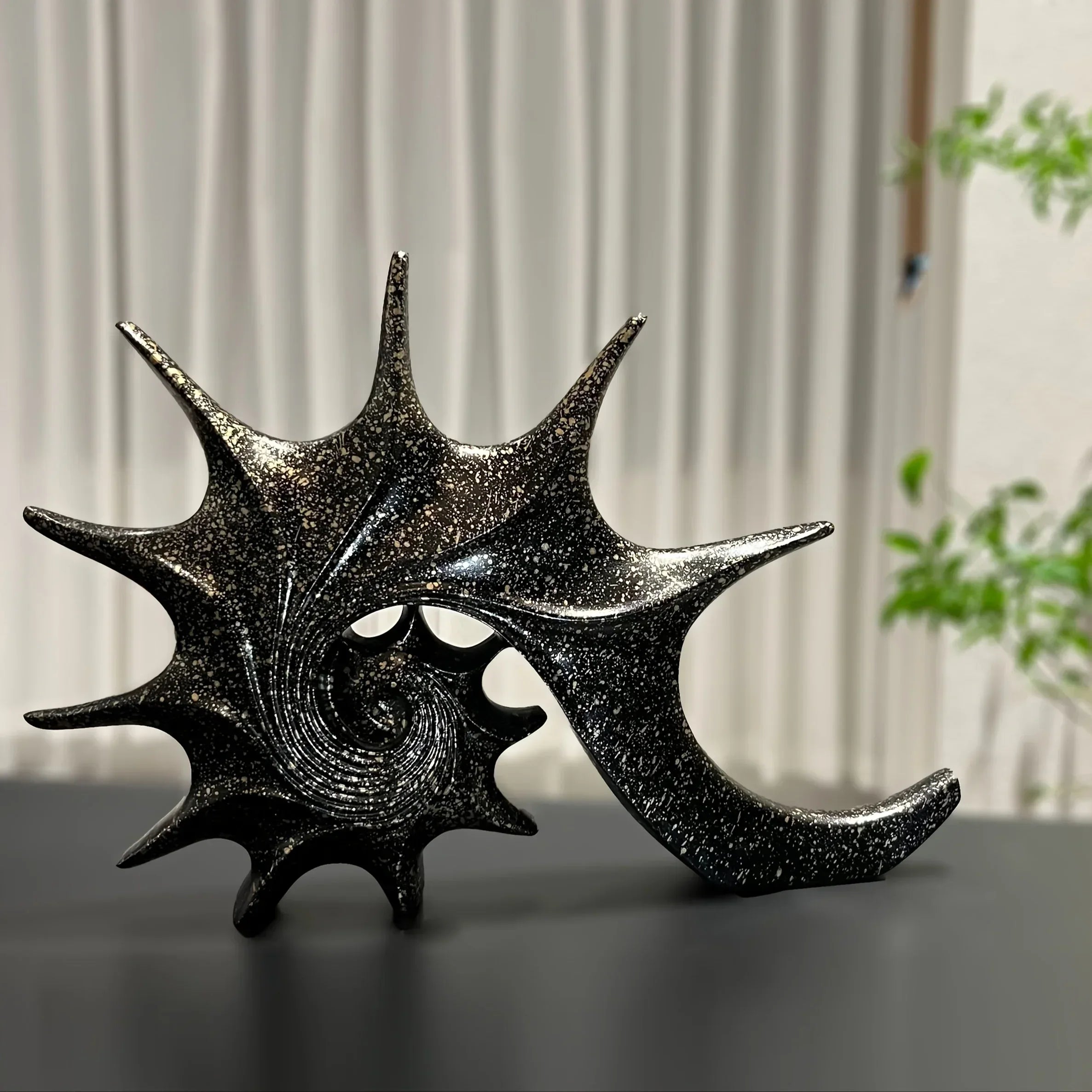 Conch Sculpture - Artistic Mediterranean Style Desktop | Abstract Sculpture | front view | Abstract home decor | House of Avana