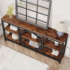 LITTLE TREE 70.9 inch Sofa Console Table, Extra Long Narrow Entryway Tables with 3 Tier Wood Storage Shelves Metal Frame for Foyer Hallway Living Room Behind Couch - House Of Avana