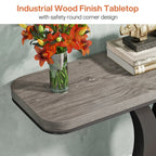 Industrial Console Table Sofa Table, 40 Inch Narrow Entryway Foyer Table With Geometric Base, Rustic Hallway Accent Table For Living Room, Entrance, Small Space, Gray And Black, Christmas Renewals - House Of Avana [[SKU:HOA-CON-001]]
