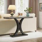 Industrial Console Table Sofa Table, 40 Inch Narrow Entryway Foyer Table With Geometric Base, Rustic Hallway Accent Table For Living Room, Entrance, Small Space, Gray And Black, Christmas Renewals - House Of Avana [[SKU:HOA-CON-001]]