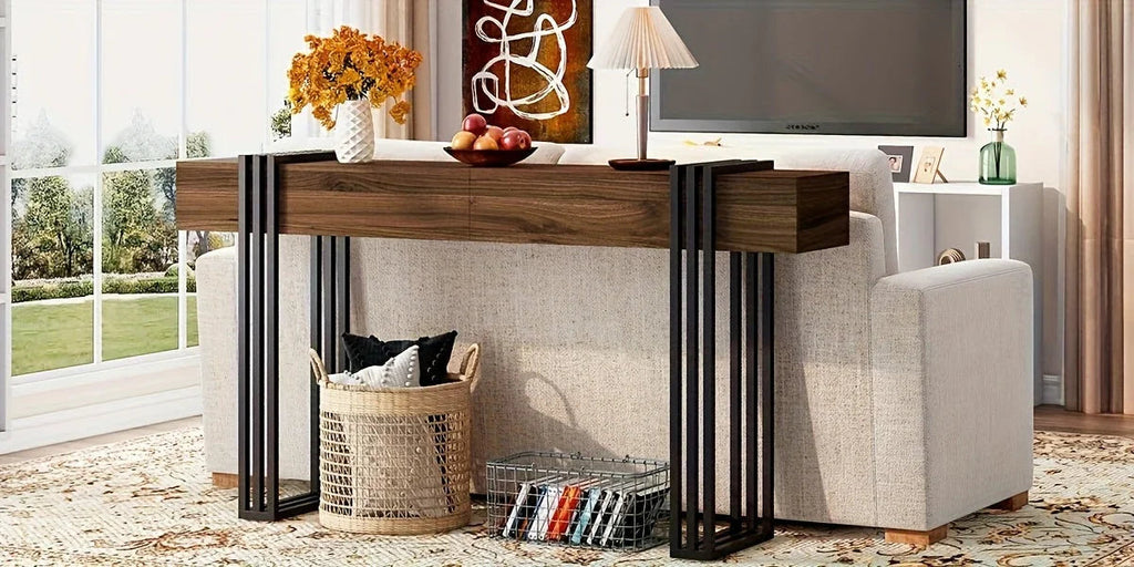 63-inch Long Console Table, Industrial Style Sofa Table, Entrance Hall Corridor Table Decoration, Living... - House Of Avana [[SKU:HOA-CON-401]]
