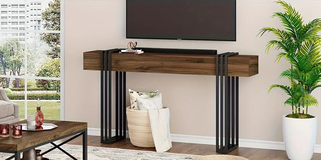 63-inch Long Console Table, Industrial Style Sofa Table, Entrance Hall Corridor Table Decoration, Living... - House Of Avana [[SKU:HOA-CON-401]]