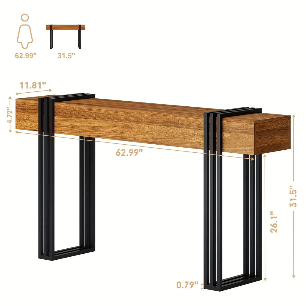 63-inch Long Console Table, Industrial Style Sofa Table, Entrance Hall Corridor Table Decoration, Living... - House Of Avana