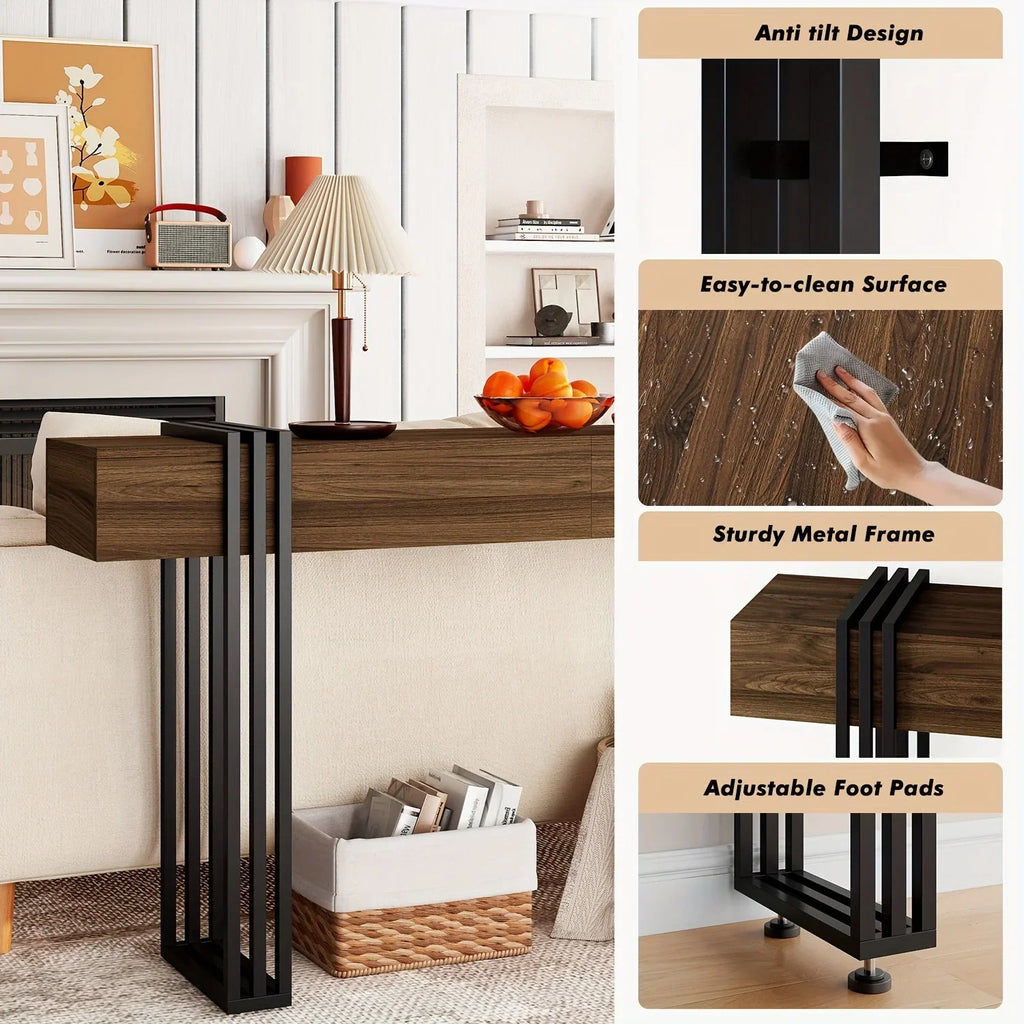 63-inch Long Console Table, Industrial Style Sofa Table, Entrance Hall Corridor Table Decoration, Living... - House Of Avana