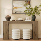 Royalcraft Extra Long 63'' Farmhouse Console Table with Storage - Solid Hardwood Modern Entryway Sofa Table, Tall Narrow Hallway Table with Natural Wood Finish, Easy Assembly for Living Room, Foyer, Behind Couch - Rustic Mode House Of Avana [[SKU:HOA-CON-005]]