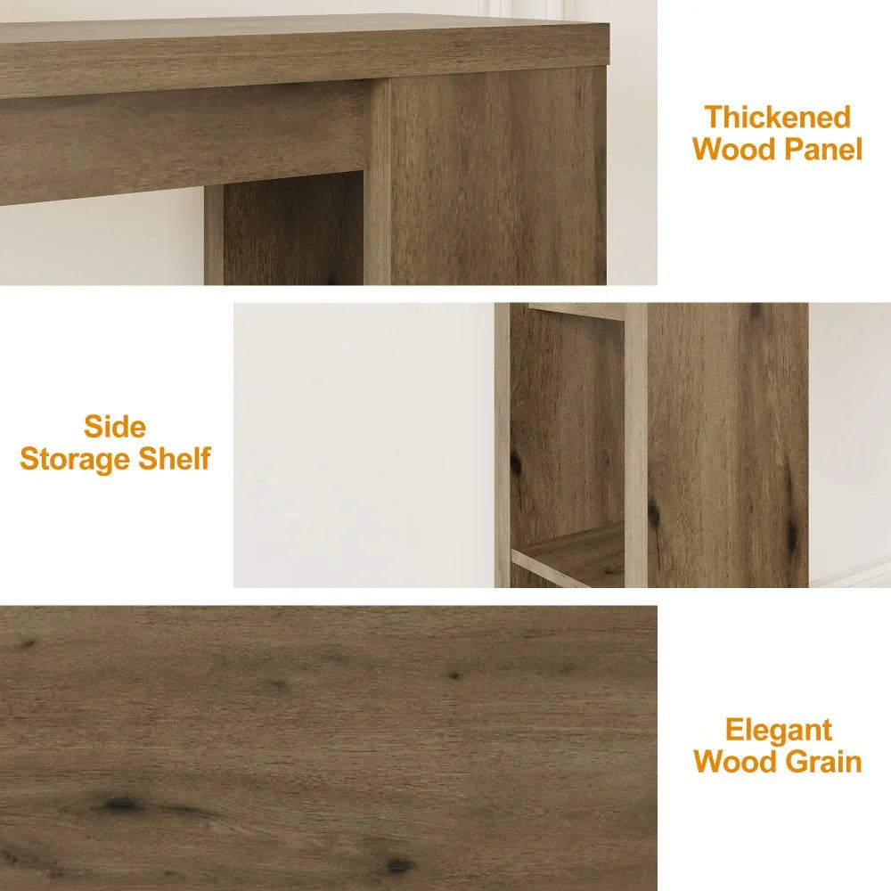 Royalcraft Extra Long 63'' Farmhouse Console Table with Storage - Solid Hardwood Modern Entryway Sofa Table, Tall Narrow Hallway Table with Natural Wood Finish, Easy Assembly for Living Room, Foyer, Behind Couch - Rustic Mode House Of Avana [[SKU:HOA-CON-005]]
