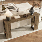 Royalcraft Extra Long 63'' Farmhouse Console Table with Storage - Solid Hardwood Modern Entryway Sofa Table, Tall Narrow Hallway Table with Natural Wood Finish, Easy Assembly for Living Room, Foyer, Behind Couch - Rustic Mode House Of Avana