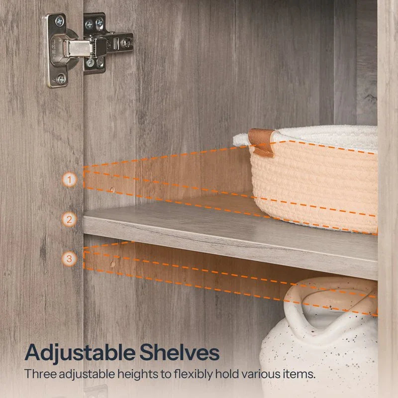 Gray, Console Table with Storage And Adjustable Shelves, Farmhouse Console Table with Storage, Sofa Table Behind The Sofa, Suitable for Entryway, Foyer, Hallway House Of Avana [[SKU:HOA-CON-006]]
