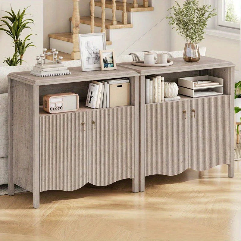 Gray, Console Table with Storage And Adjustable Shelves, Farmhouse Console Table with Storage, Sofa Table Behind The Sofa, Suitable for Entryway, Foyer, Hallway House Of Avana [[SKU:HOA-CON-006]]
