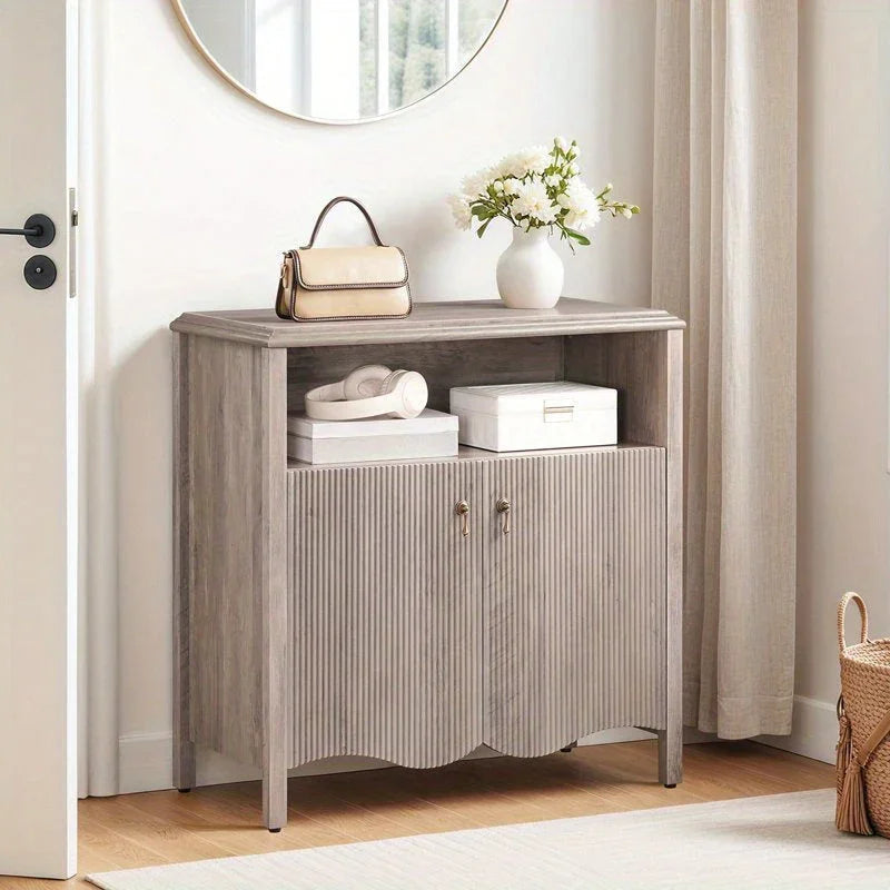 Gray, Console Table with Storage And Adjustable Shelves, Farmhouse Console Table with Storage, Sofa Table Behind The Sofa, Suitable for Entryway, Foyer, Hallway House Of Avana [[SKU:HOA-CON-006]]