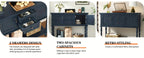 Console Table With 2 Drawers, Retro Entryway Table With 2 Door Cabinets And Open Storage Shelf, Narrow Long Sofa Table, Behind Couch Table For Living Room, Foyer And Hallway House Of Avana