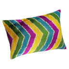 Copacabana Silk Velvet Ikat Throw Pillow Cover X 24, back view - House Of Avana