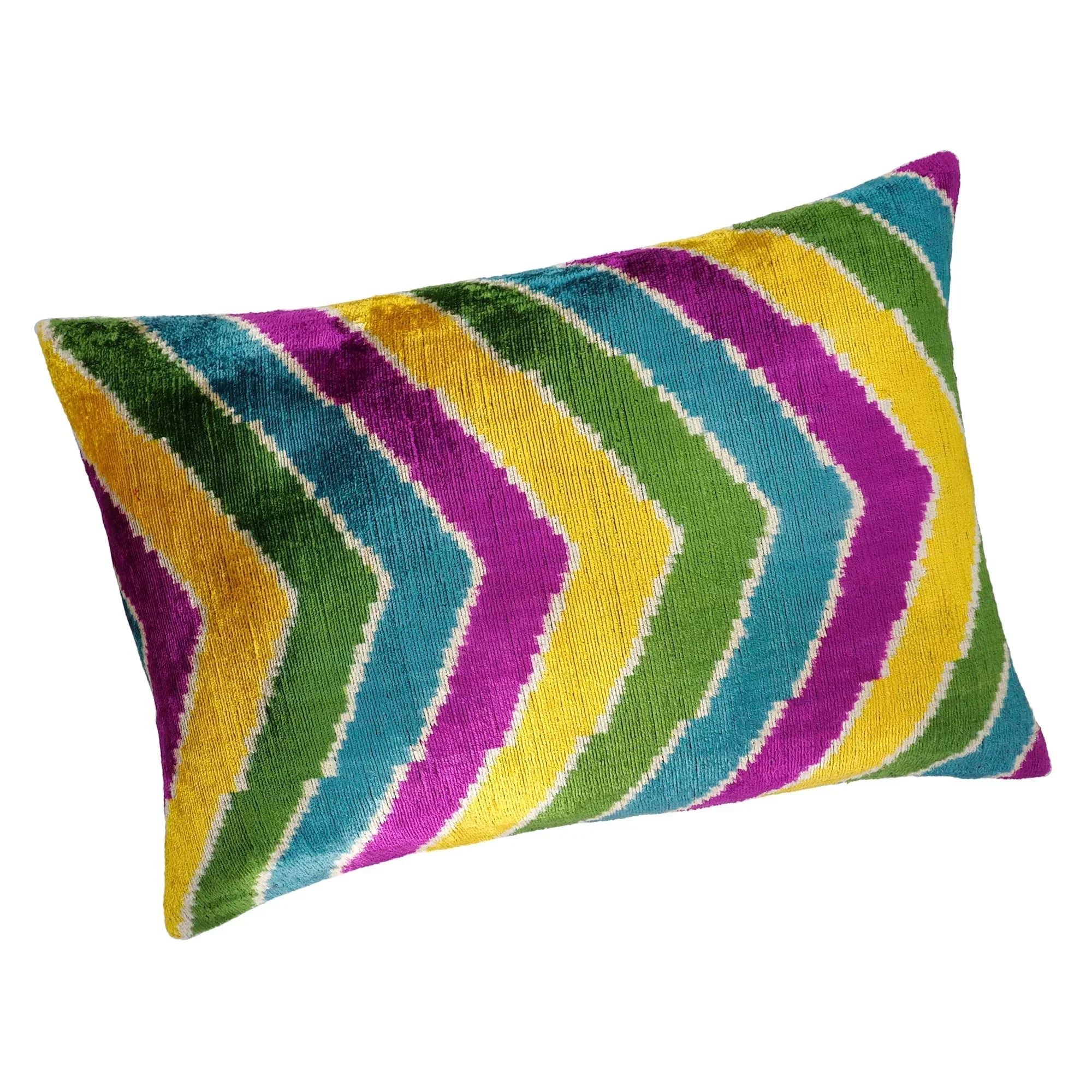 Copacabana Silk Velvet Ikat Throw Pillow Cover X 24, back view - House Of Avana