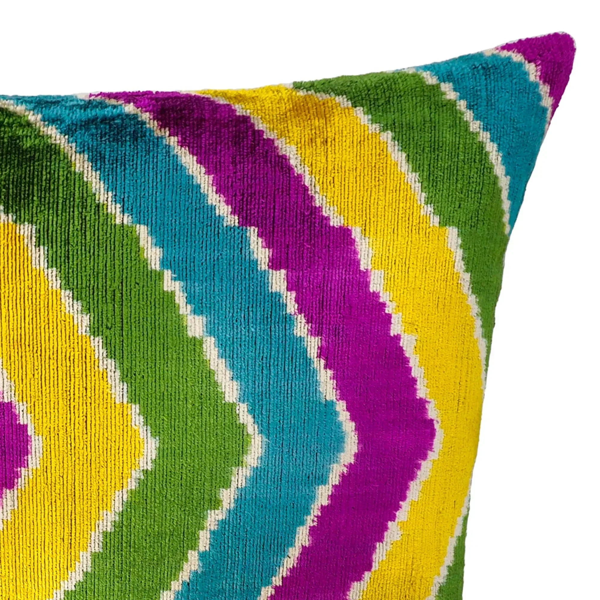 Copacabana Silk Velvet Ikat Throw Pillow Cover X 24, side view - House Of Avana