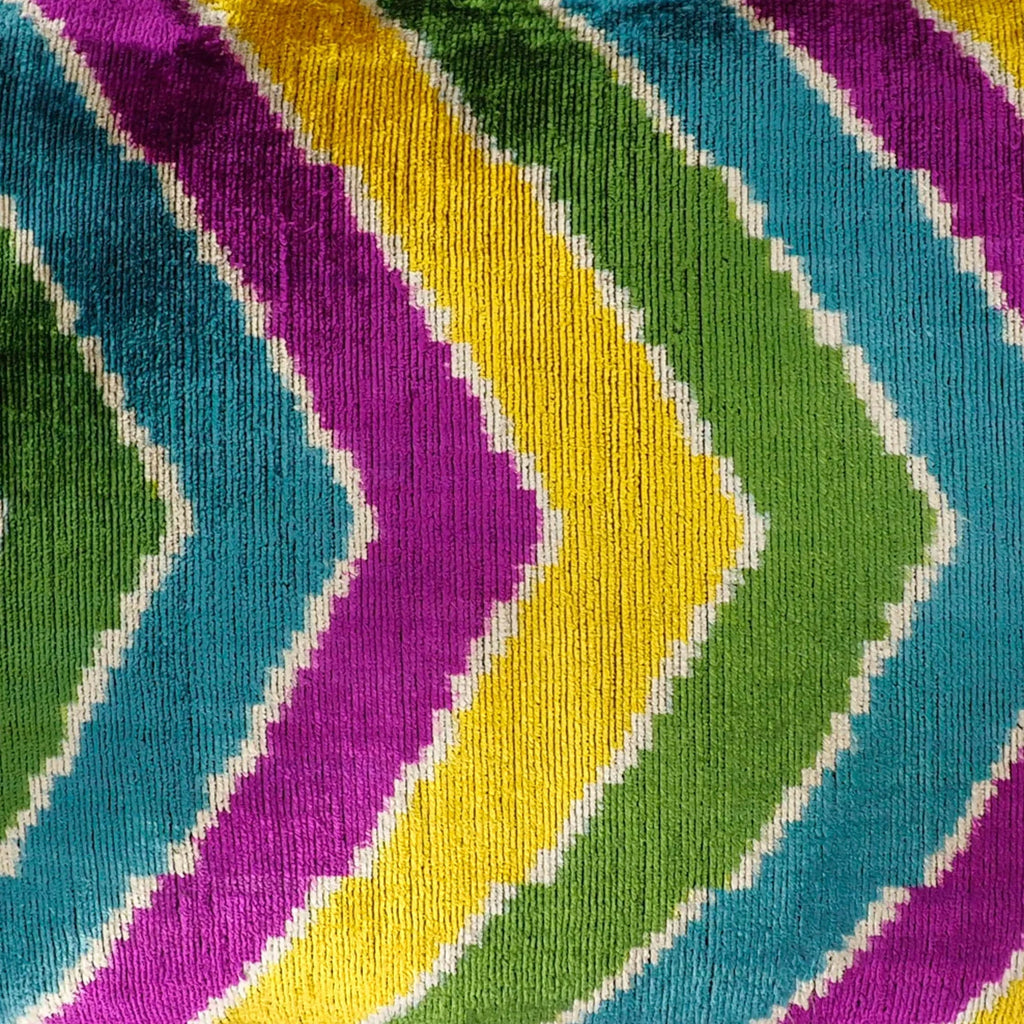 Copacabana Silk Velvet Ikat Throw Pillow Cover X 24, detail shot - House Of Avana