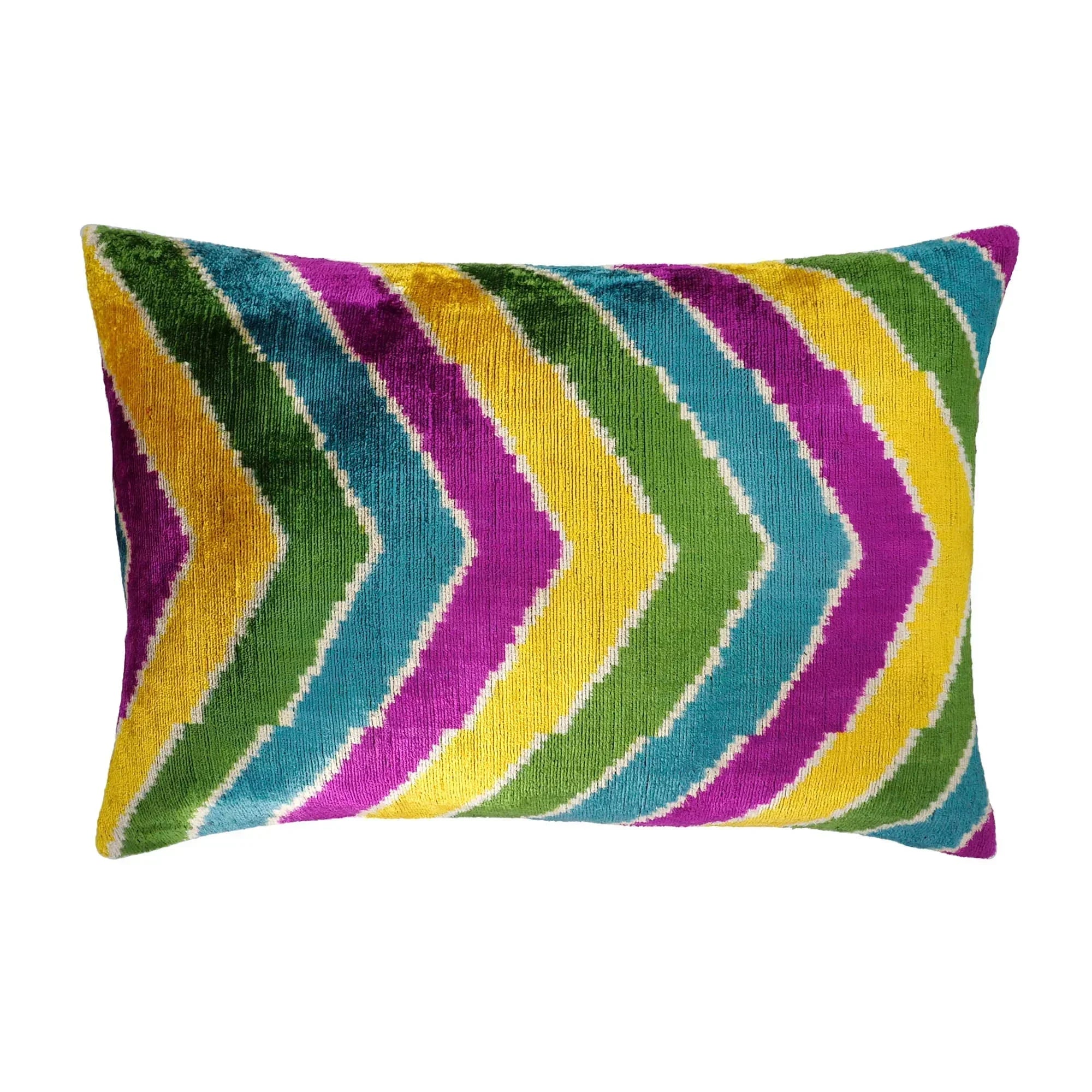 Copacabana Silk Velvet Ikat Throw Pillow Cover X 24, front view - House Of Avana