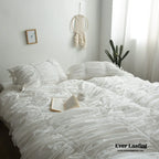 Coquette Ruffle Ribbon Ties Duvet Cover / Pink Ever Lasting