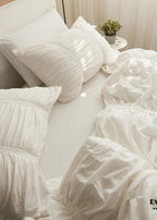 Coquette Ruffle Ribbon Ties Duvet Cover / Pink Ever Lasting