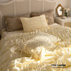 Coquette Ruffle Ribbon Ties Duvet Cover / Pink Ever Lasting