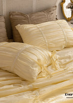 Coquette Ruffle Ribbon Ties Duvet Cover / Pink Ever Lasting