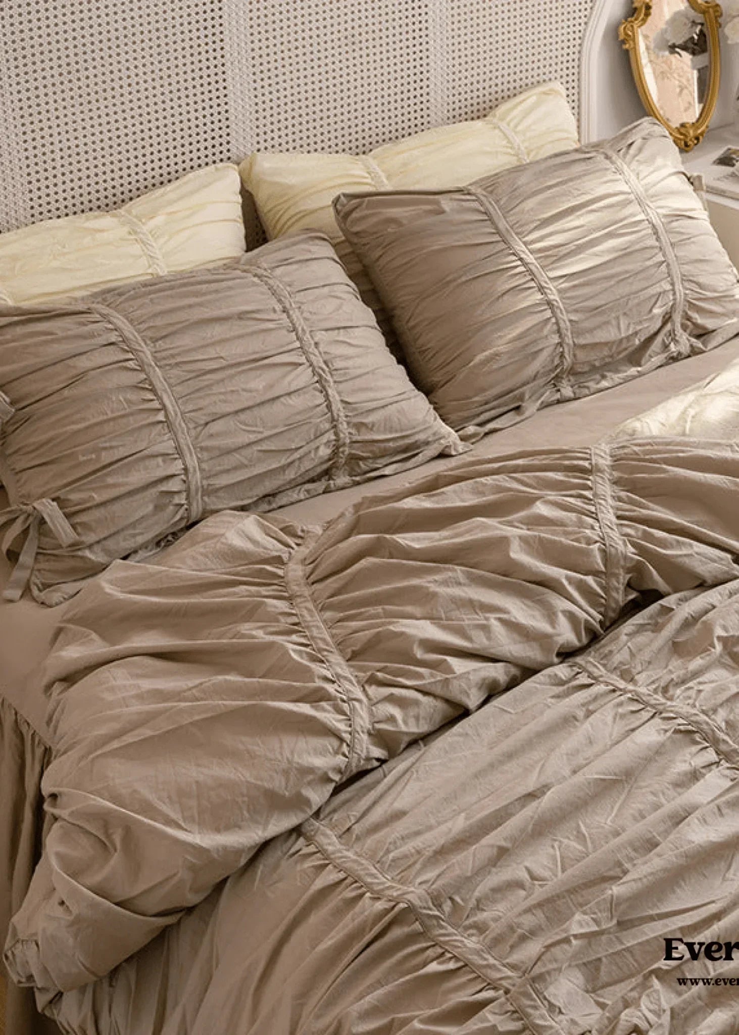 Coquette Ruffle Ribbon Ties Duvet Cover / Pink Ever Lasting
